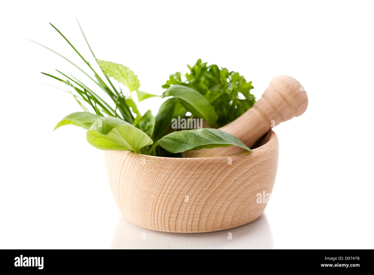 Heilende Kräuter über weiß Stockfoto