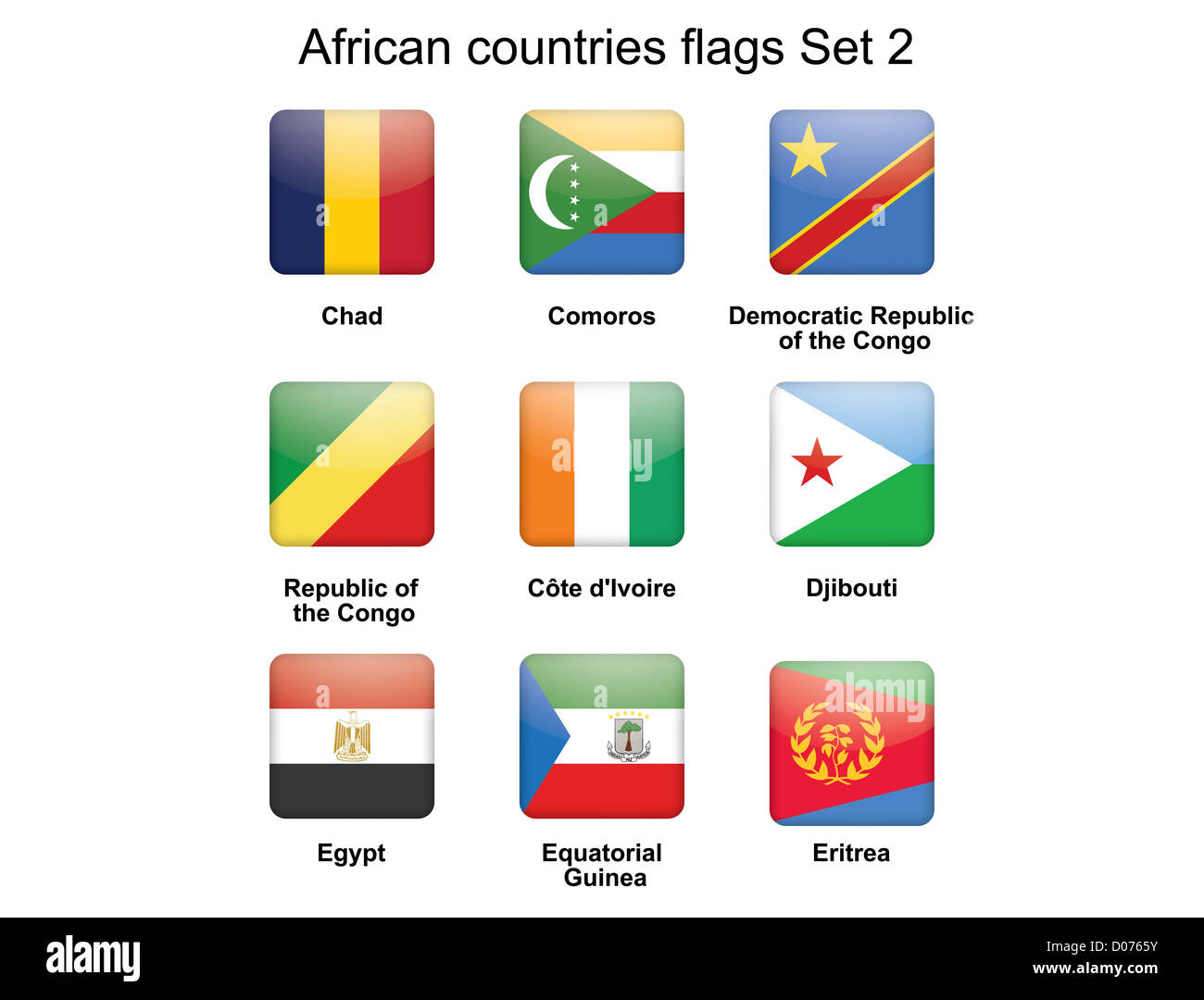 Knöpfe mit afrikanischen Länder Flaggen set 2 Stockfoto