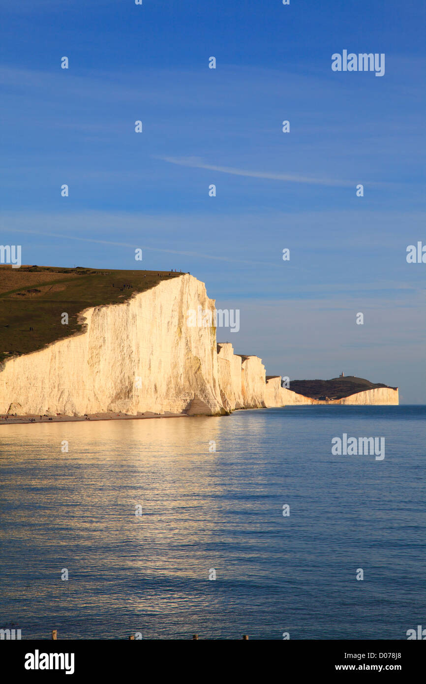 Sieben Schwestern weiße Klippen bei Sonnenuntergang East Sussex England UK GB Stockfoto