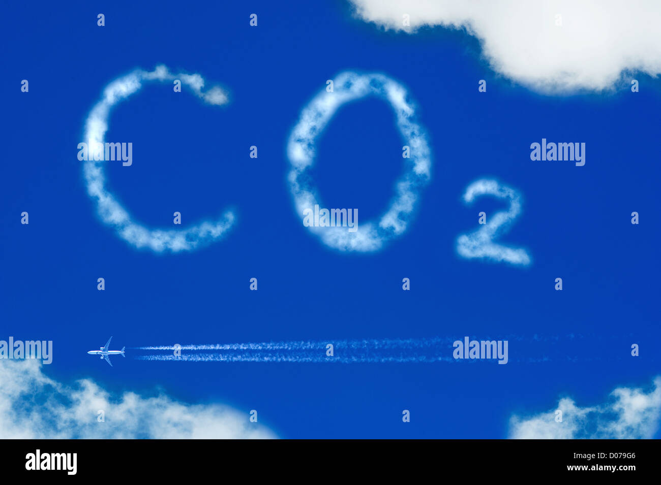 Ein Flugzeug, so dass eine Menge von CO2 hinter Stockfoto