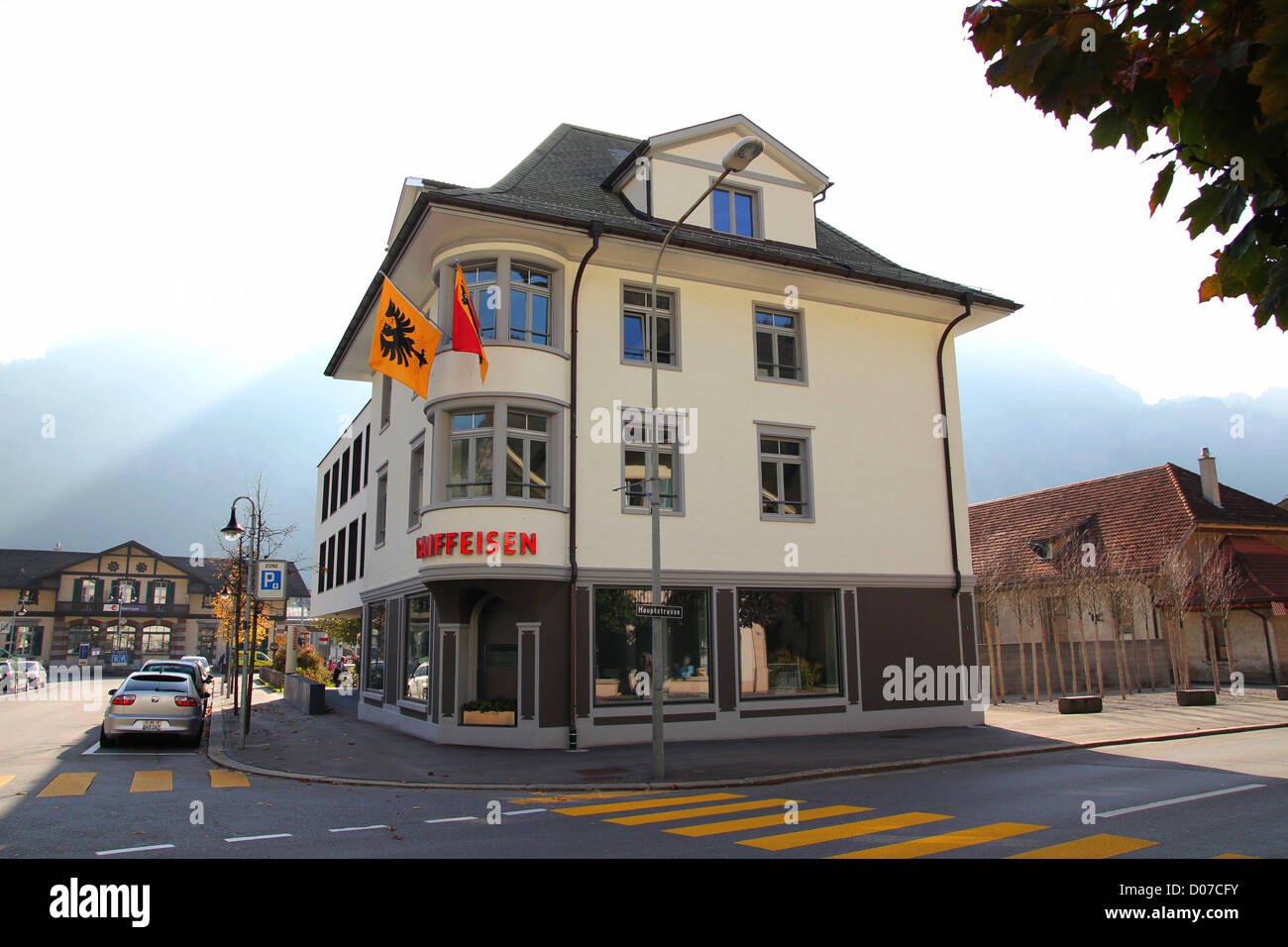 Schweizer Raiffeisen Bank Gebäude. Raiffeisen Schweiz ist der drittgrösste Bankengruppe der Schweiz. Stockfoto