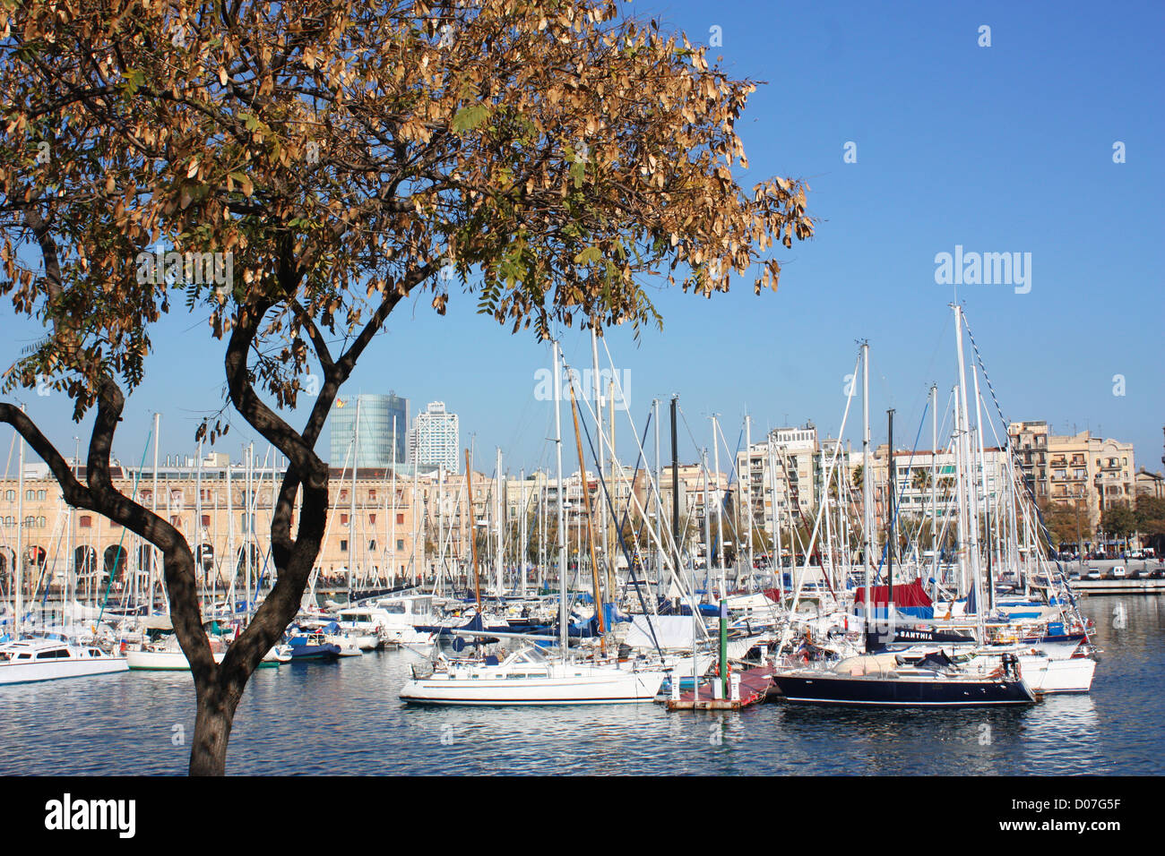 Boote in der Stadt Barcelona, Spanien Stockfoto