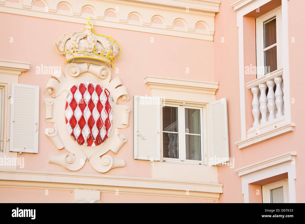 Königliches Wappen im alten Monaco, Monte Carlo, Monaco, Europa Stockfoto