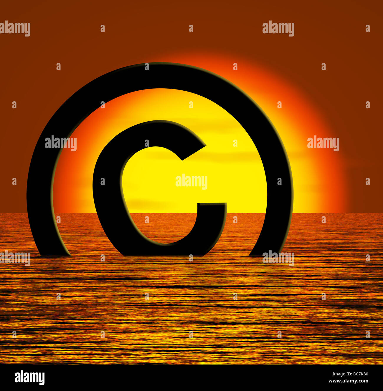 Sinkende Bedeutung Piraterie oder Verstöße gegen Copyright-Symbol Stockfoto