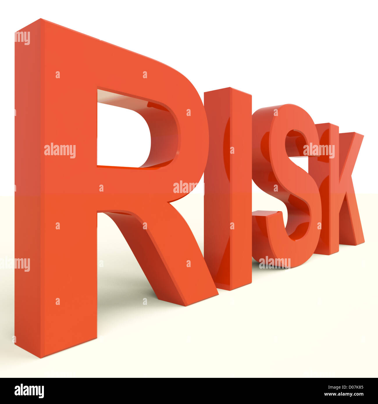Risiko-Buchstaben In rot mit Gefahr und Unsicherheit Stockfoto