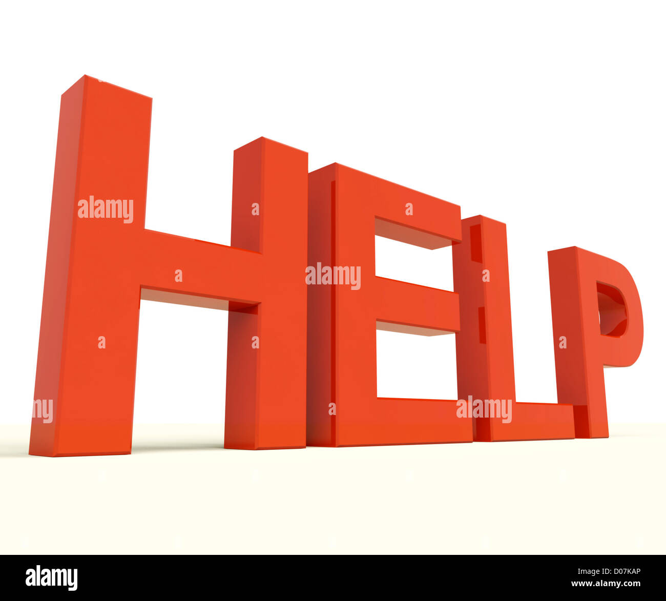 Helfen Sie, rote Buchstaben als Symbol für die Unterstützung und Beratung Stockfoto