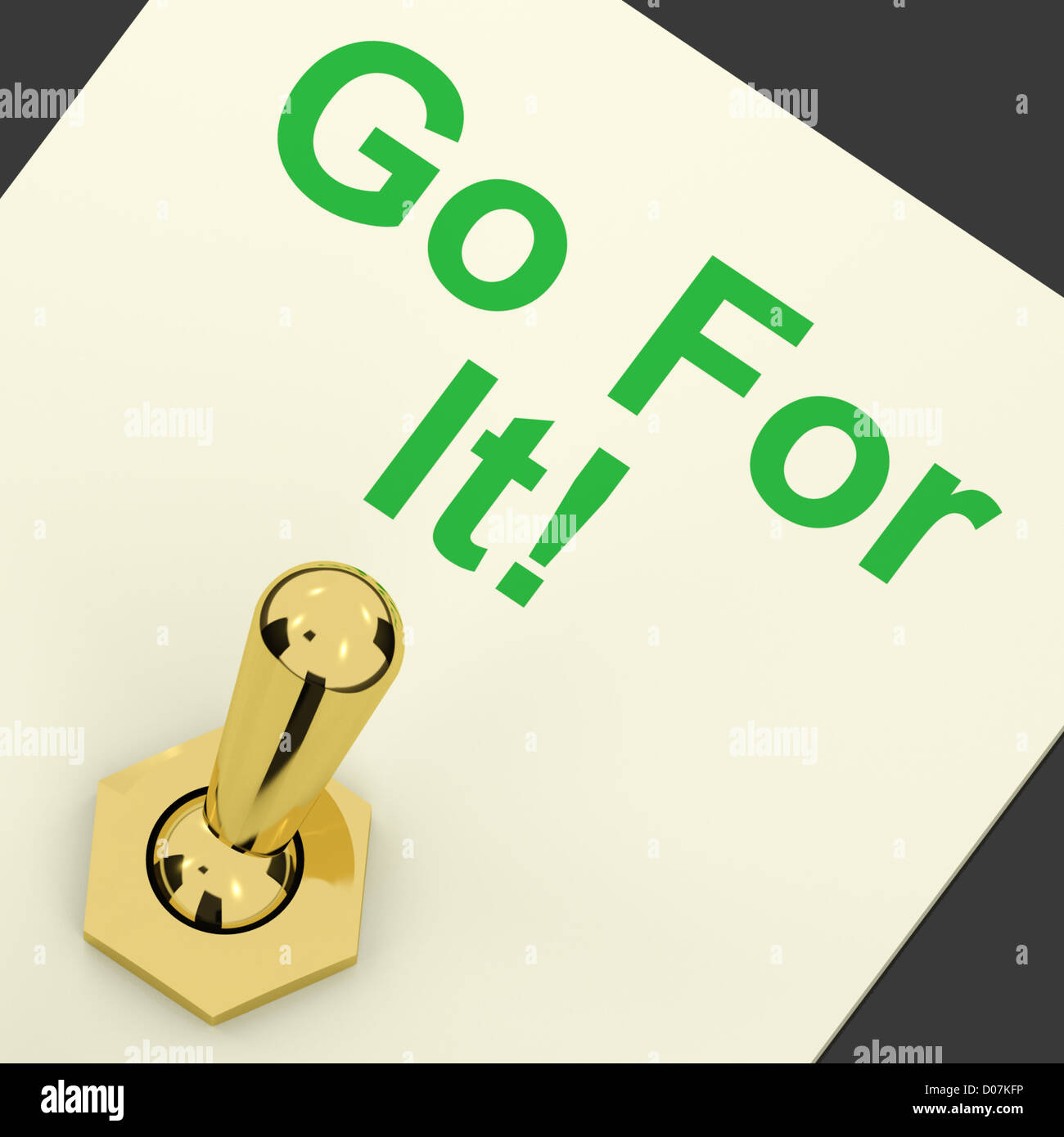 Go For It Gold Schalter für Motivation und handeln Stockfoto