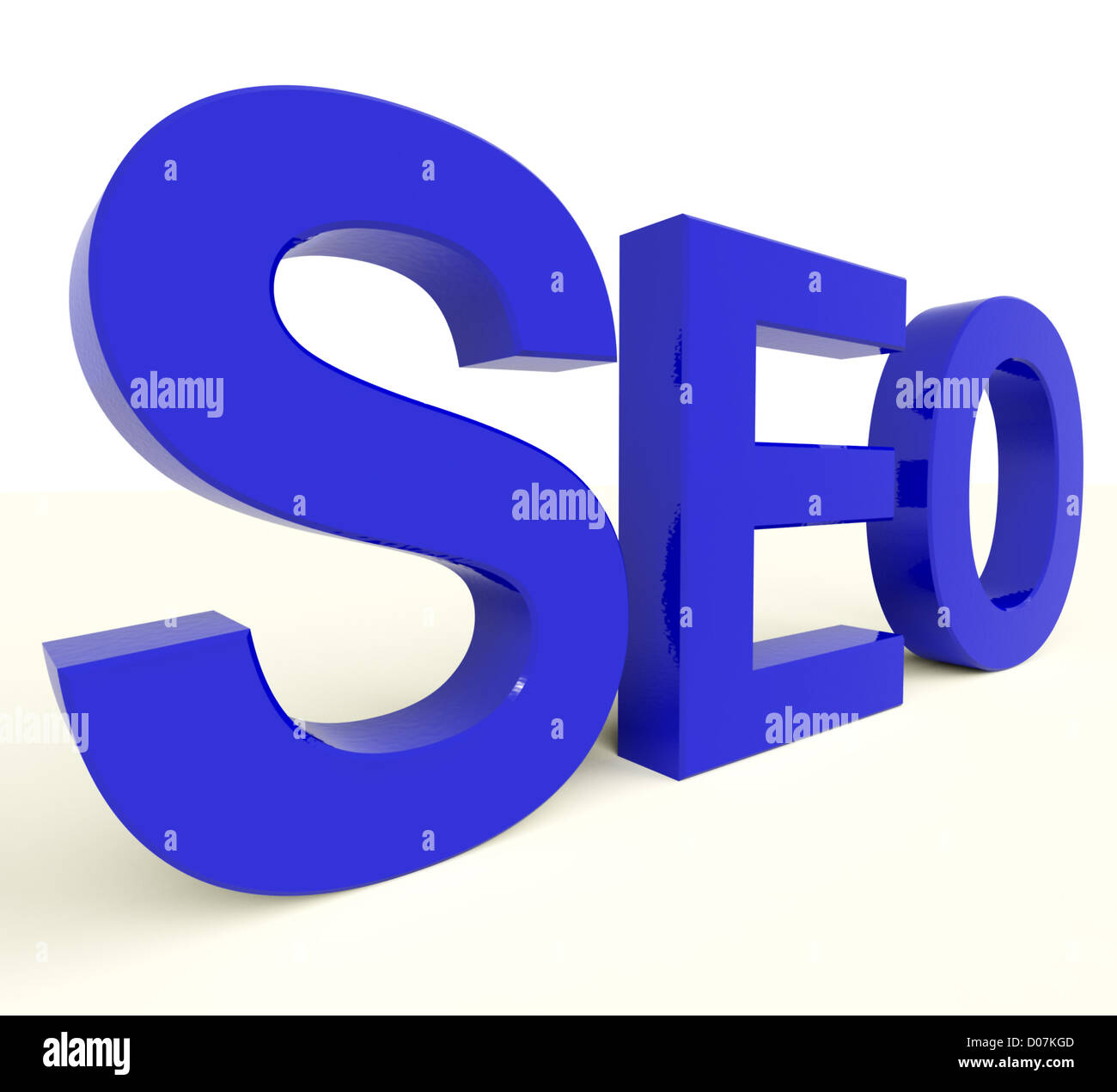SEO Wort blau repräsentieren, Internet-Optimierung und Promotion Stockfoto