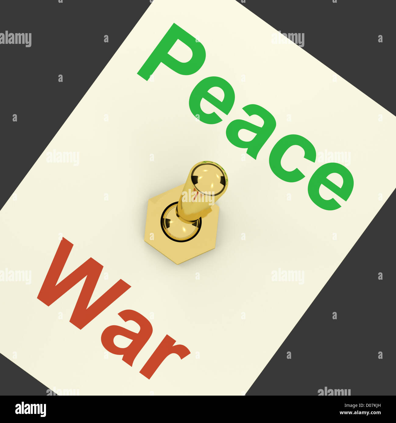 Frieden-Krieg-Schalter zeigen keine Konflikte oder Aggression Stockfoto