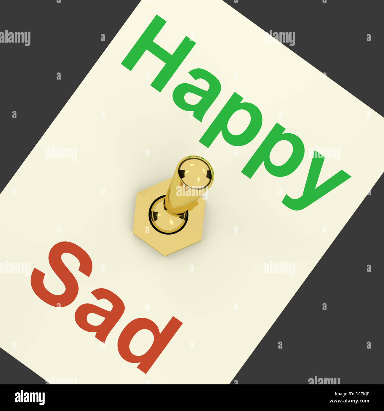 Glücklich traurig Schalter zeigen, dass Glück sehr wichtig ist Stockfoto