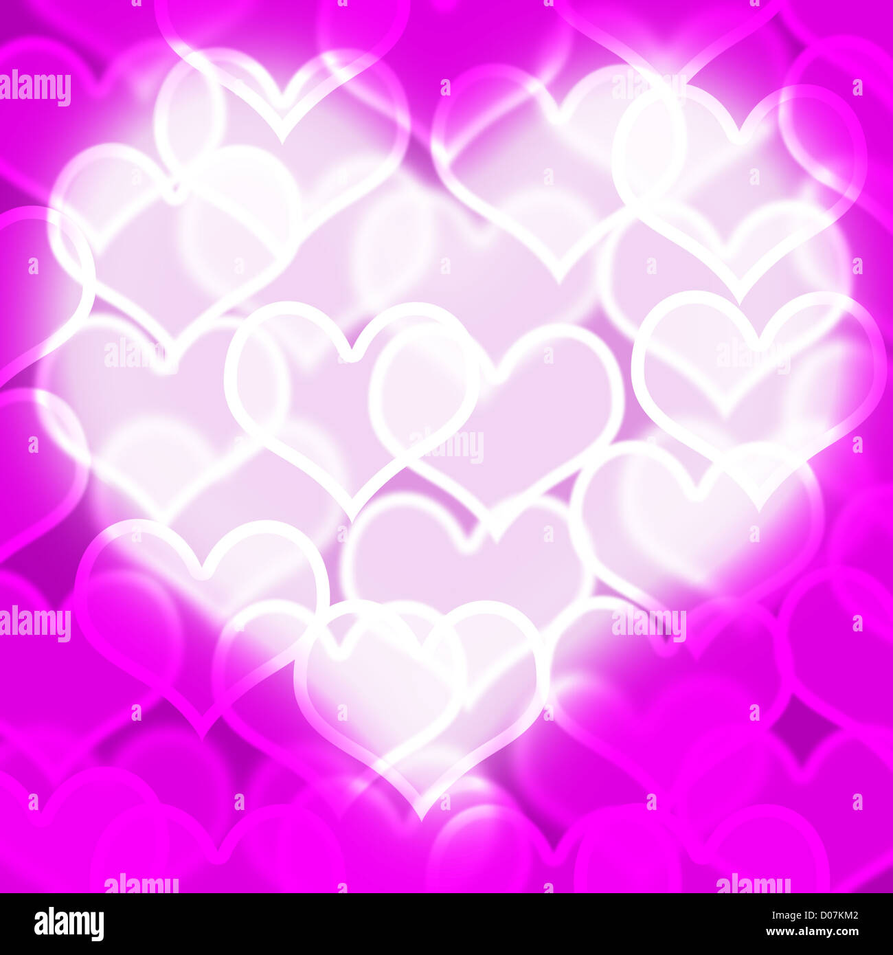 Herz mit lila Bokeh Hintergrund zeigt Liebe Romantik und Valentine Stockfoto