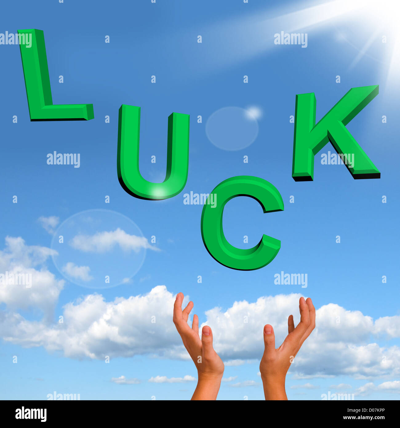 Fang von Glück Buchstaben für Fortune Risiko und Chance Stockfoto