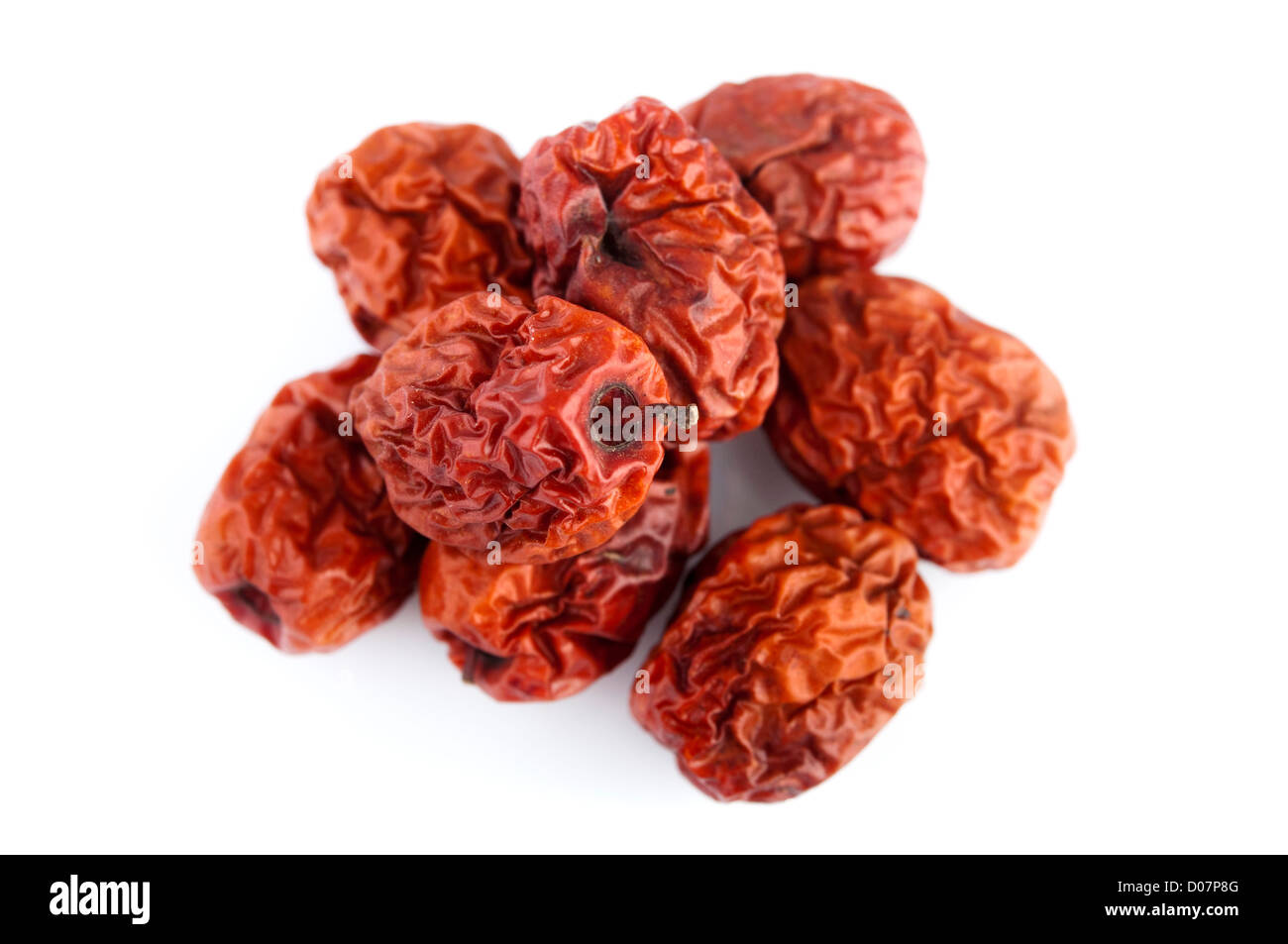 Getrocknete Jujube Früchte/chinesische Datumsangaben, die natürlich beim Trocknen rot. Stockfoto