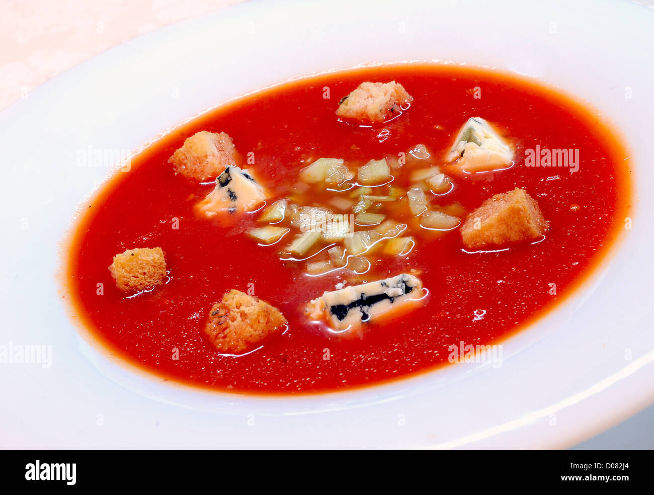 Spanische kalte Tomaten Suppe Gazpacho Stockfoto