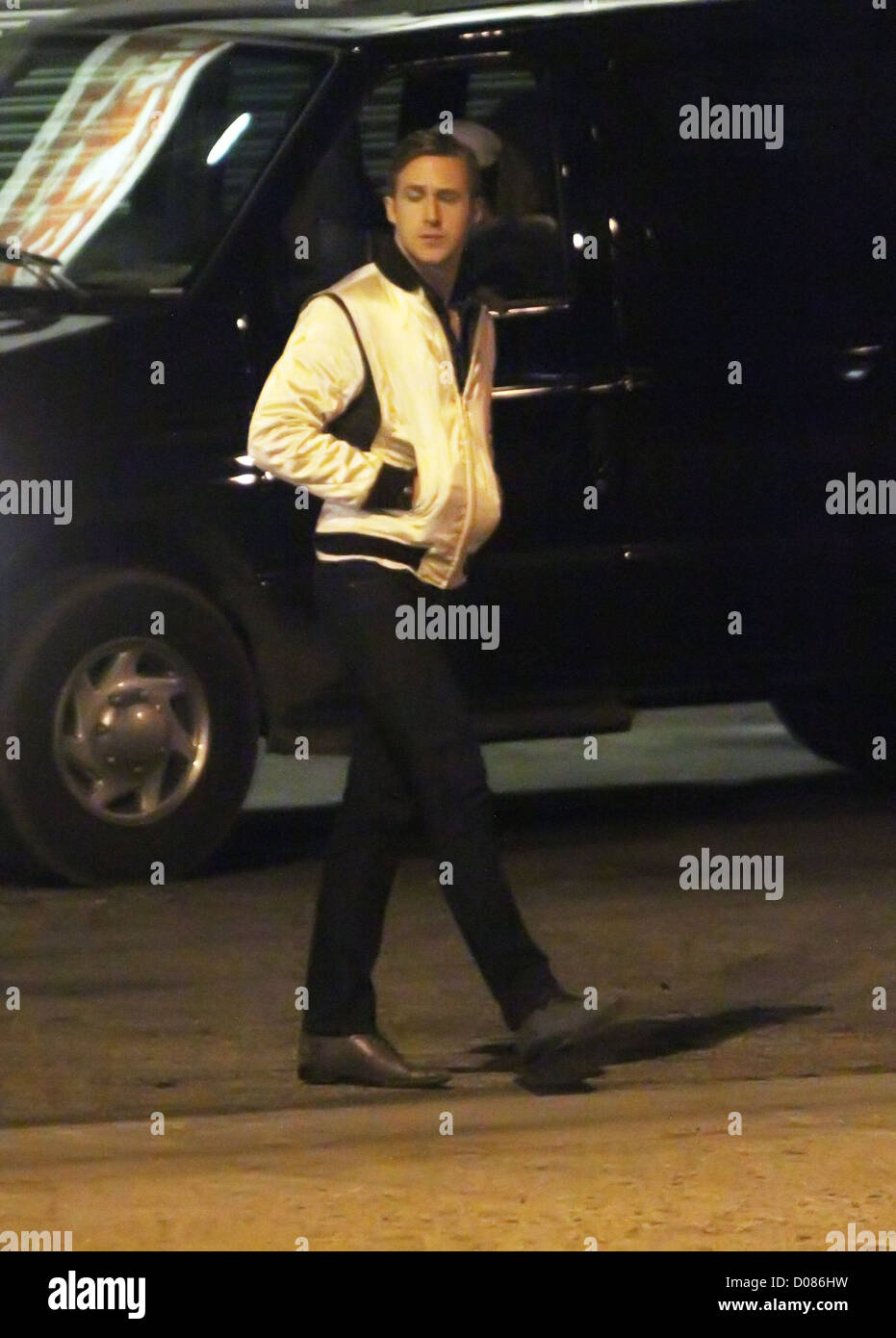 Ryan Gosling am Set seines neuen film "Drive" Los Angeles, Kalifornien - 10.11.10 Stockfoto