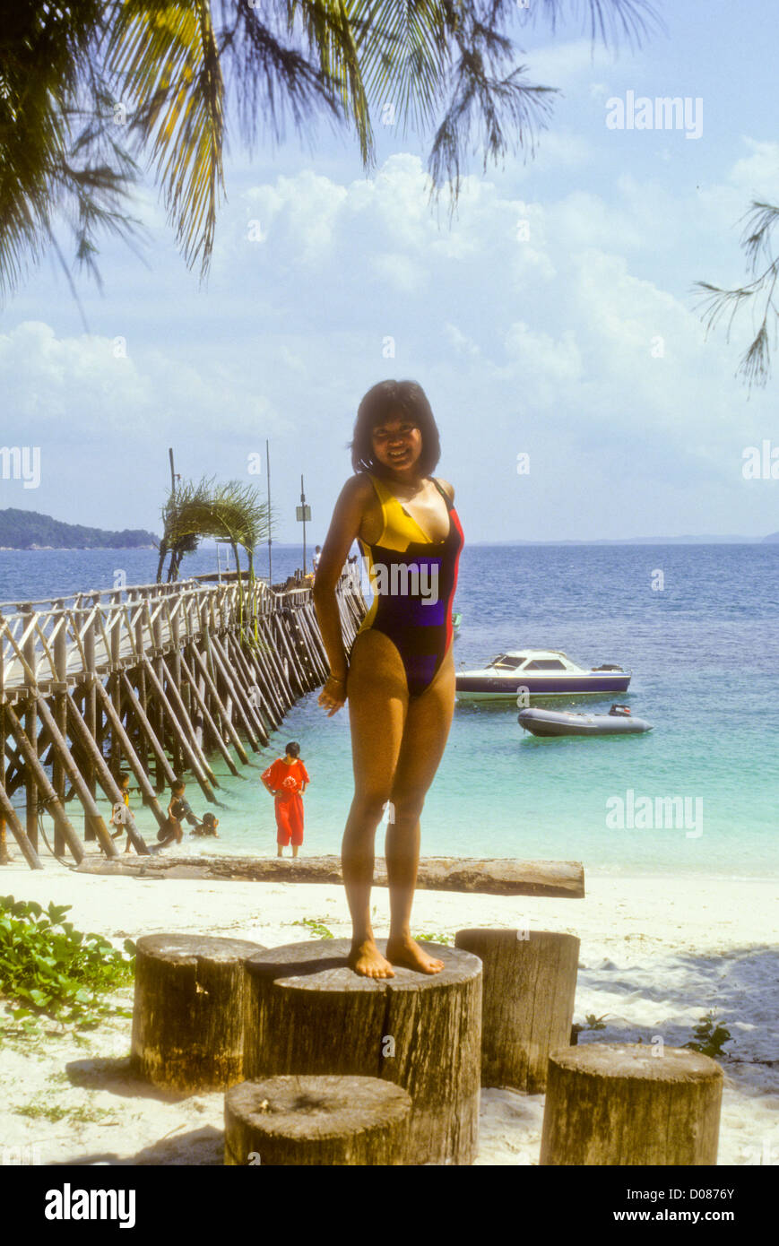 RAWA-Insel, Palmen gesäumten Stränden, weißem Sand, Tauchen, Schnorcheln, relaxen Ostküste Malaysia, South China Sea Stockfoto