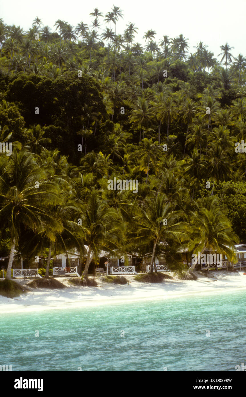 RAWA-Insel, Palmen gesäumten Stränden, weißem Sand, Tauchen, Schnorcheln, relaxen Ostküste Malaysia, South China Sea Stockfoto