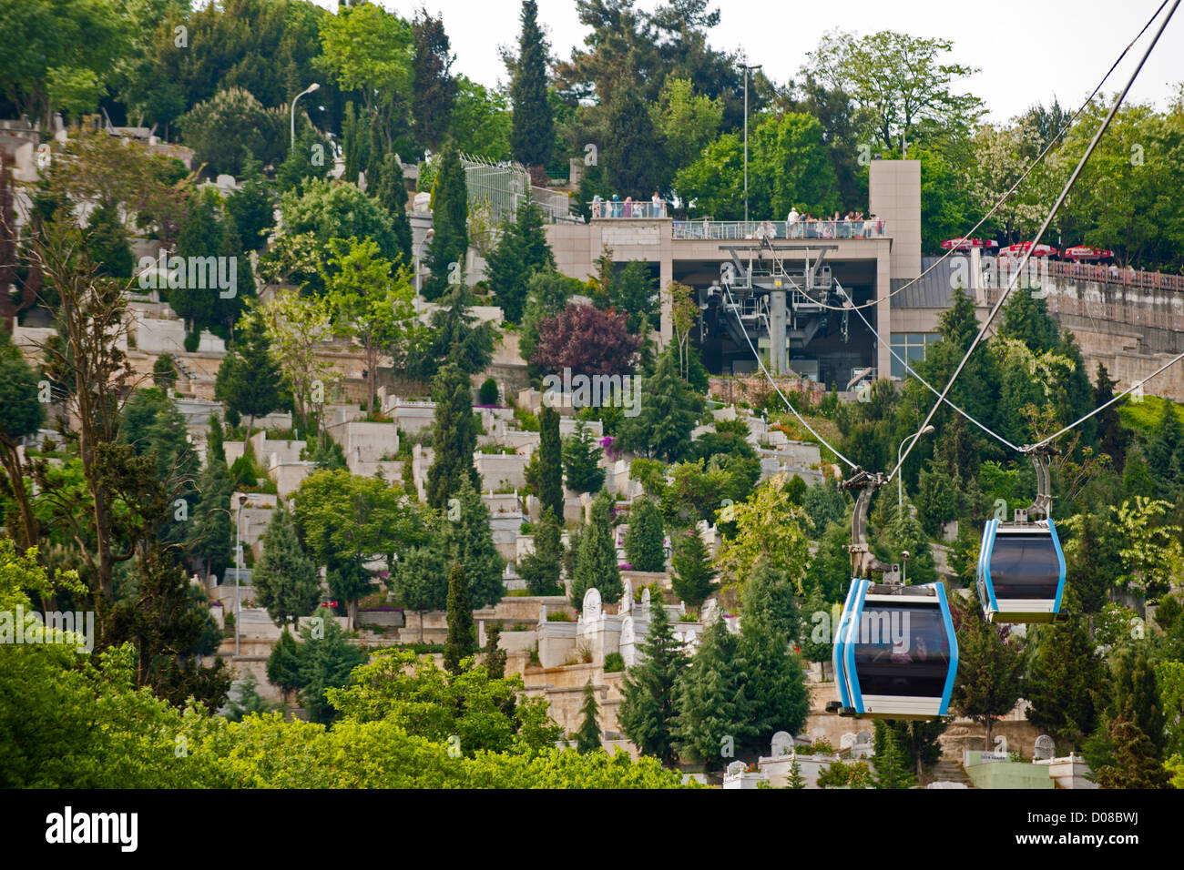 Ägypten, Istanbul, Eyüp, Seilbahn Über Den Friedhof Zum Pierre Loti Cafe Stockfoto