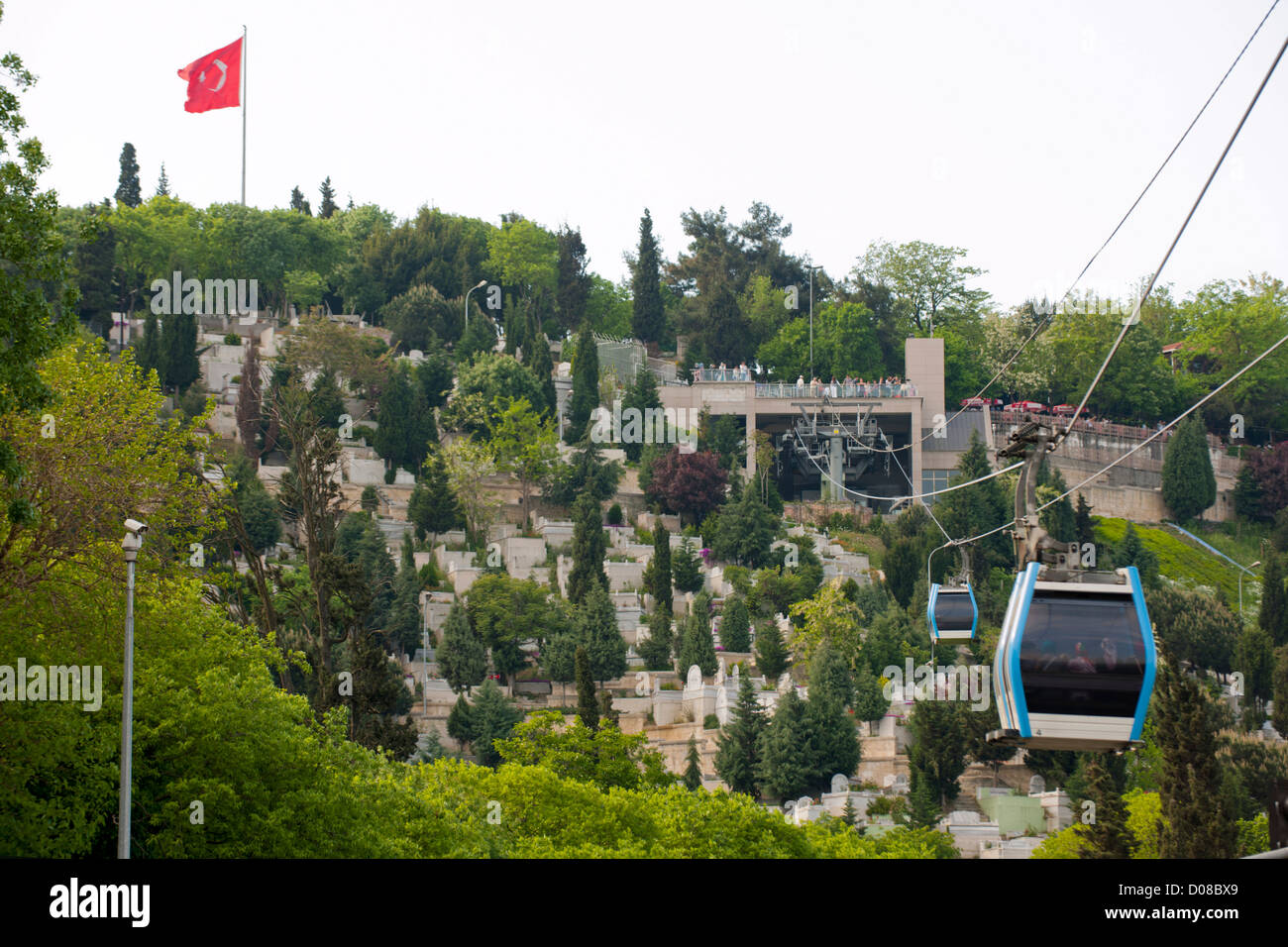 Ägypten, Istanbul, Eyüp, Seilbahn Über Den Friedhof Zum Pierre Loti Cafe Stockfoto