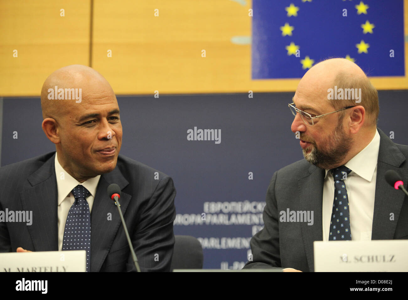 Präsident Martelly von Haiti im Europäischen Parlament Stockfoto