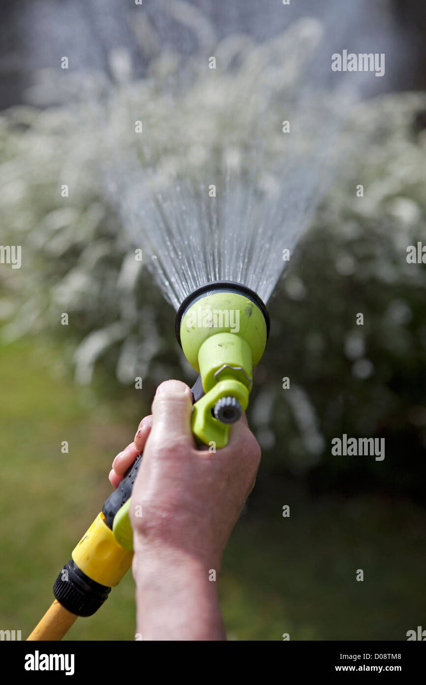 04.04.2012. Middlesex, U.K.Gardeners nutzen Sie die Vorteile des letzten Tages der Schlauch bis Gartenschlauch Verbote in Großbritannien in Kraft gesetzt werden Stockfoto