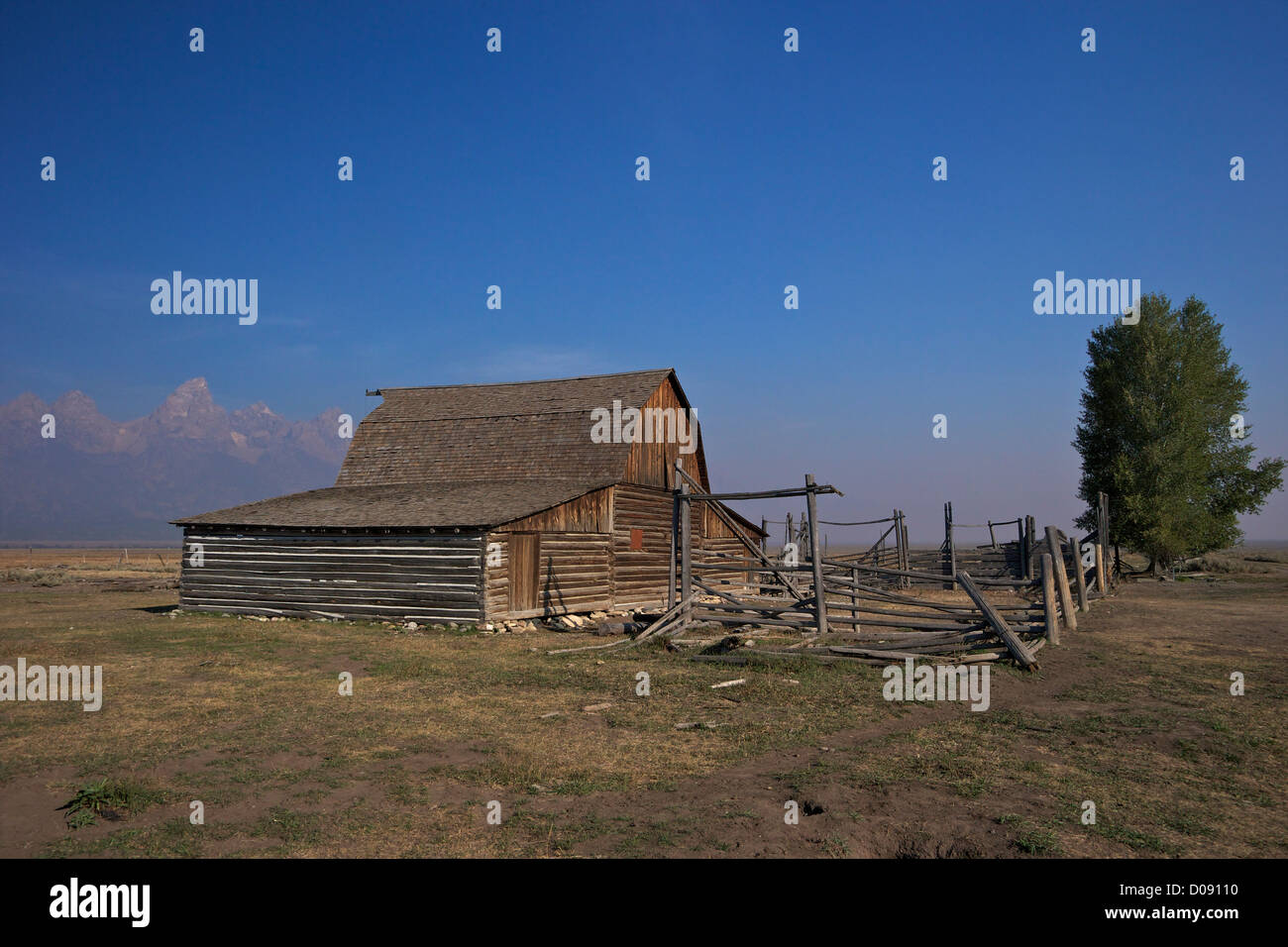 Scheune, John & Bartha Moulton Homestead, Mormone Zeile Historic District, Grand-Teton-Nationalpark, Wyoming, USA Stockfoto