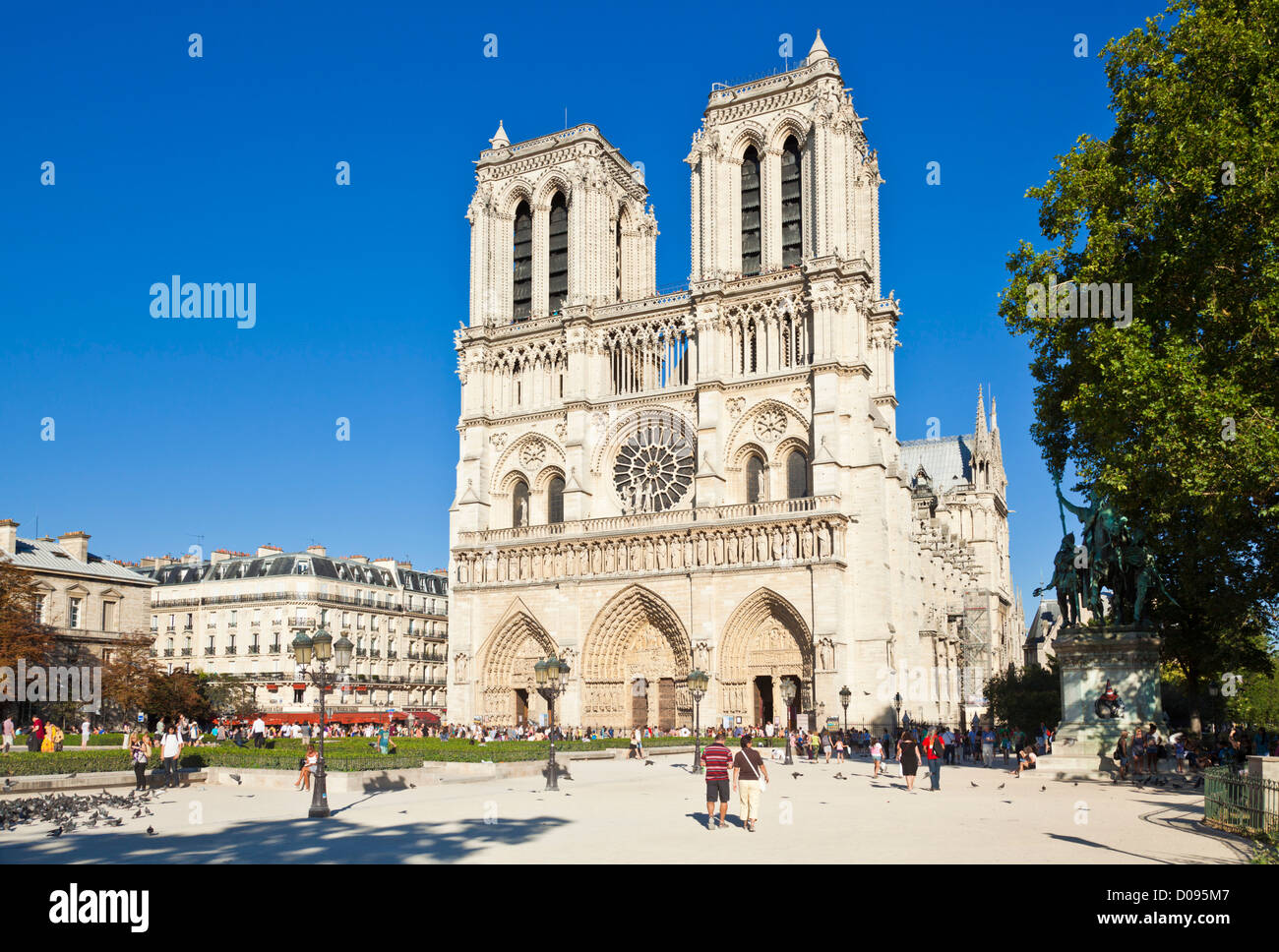 Fassade der Kathedrale von Notre Dame Ille De La Cité Paris Frankreich EU Europa Stockfoto