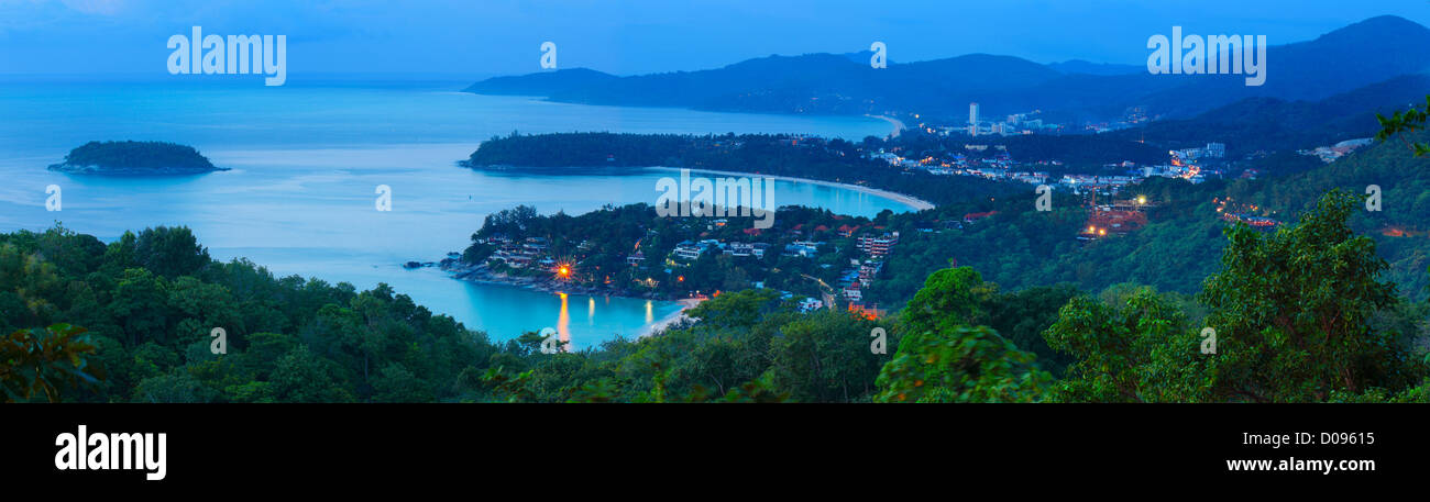 Blick Punkt von Kata Noi, Karon Beach und Karon Beach, Phuket, Thailand Stockfoto