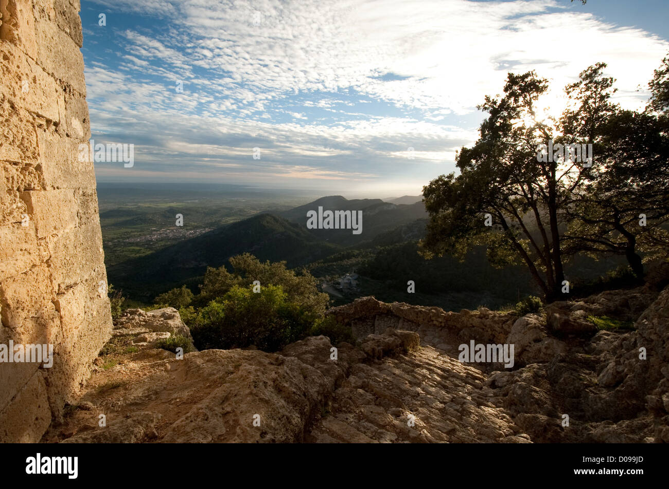 Schloss de Alaro, Puig de Alaro, Berghügel, Mallorca-Mallorca-Balearen-Spanien-Europa Stockfoto