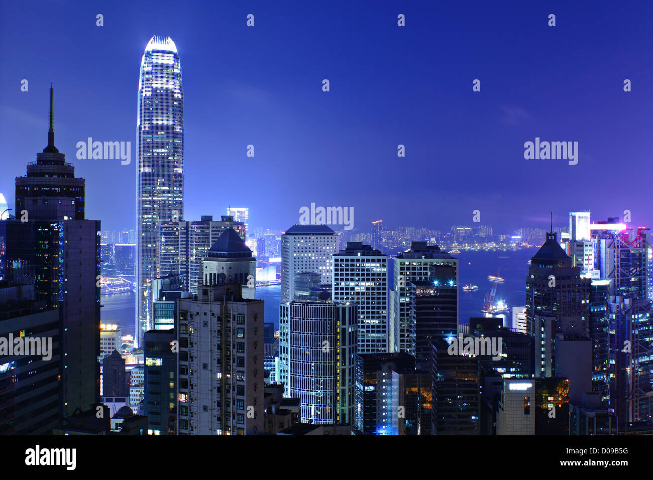 Hong Kong bei Nacht Stockfoto
