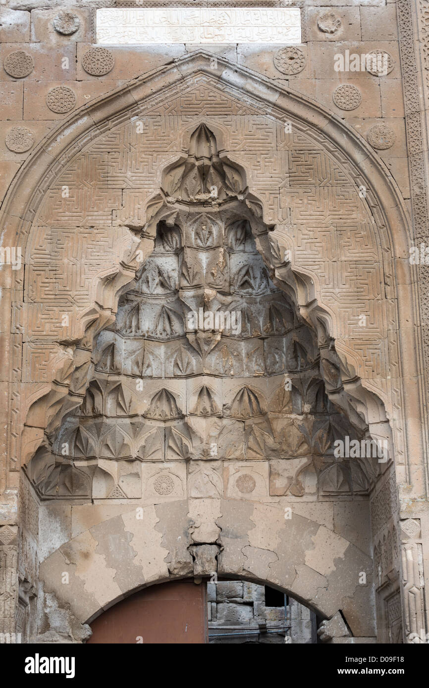 Detail der äußeren Portal, Agzikara Han, Aksaray, Türkei Stockfoto