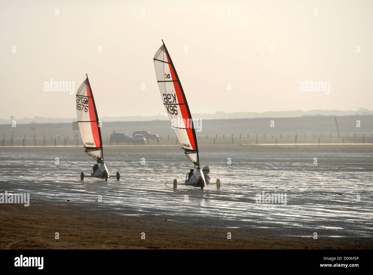 Blokart, Land Segeln, Yachting, Weston Super Mare, Somerset, England, Großbritannien, Europa sand Stockfoto