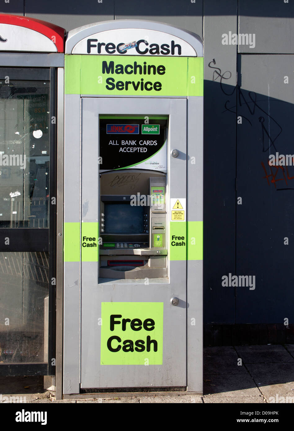 Geldautomat ATM kostenlose Kredit Debit Karte Bargeldbezüge Stockfoto