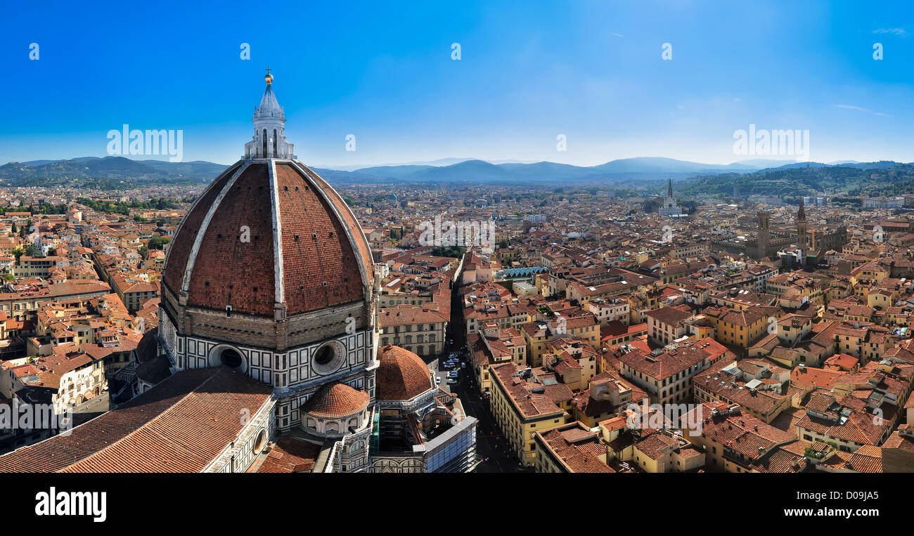 Florenz Vogelperspektive von Campanila Stockfoto