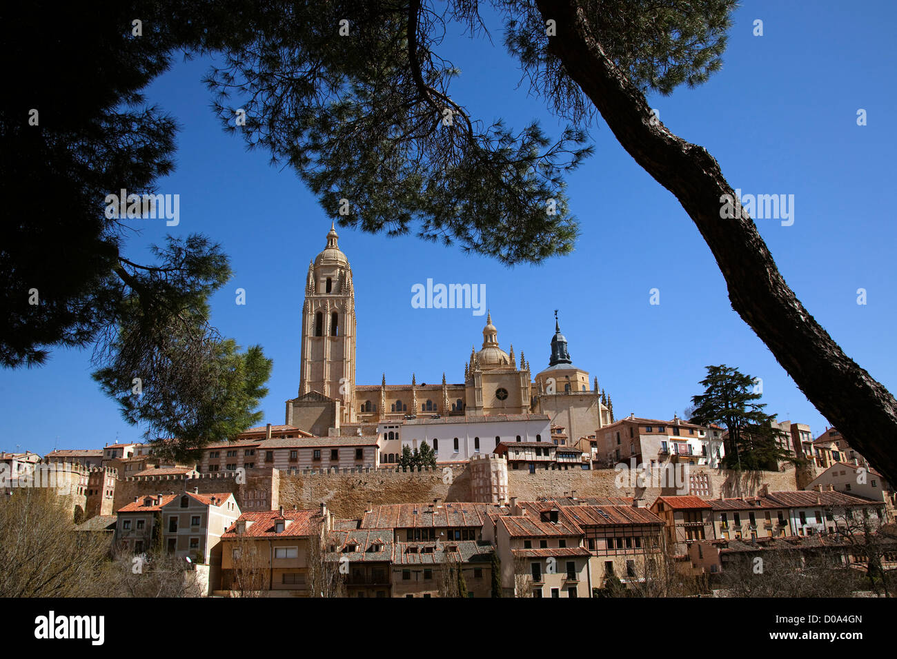 Altstadt und Kathedrale von Segovia Castilla Leon Spanien Centro Histórico y Catedral de Segovia Castilla Leon España Stockfoto