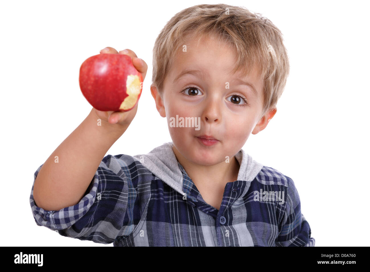 Junge rote Apfel essen Stockfoto