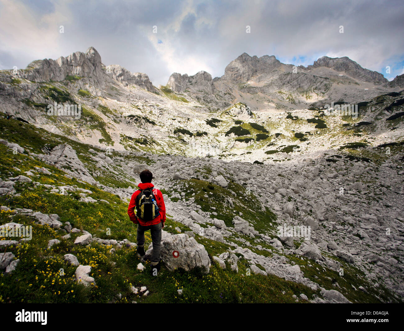 Bergsteiger am Berg Durmitor Stockfoto