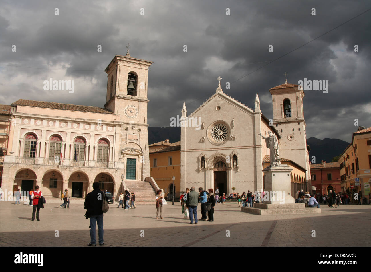 Piazza San Benedetto, Norcia, Umbrien Italien Stockfoto