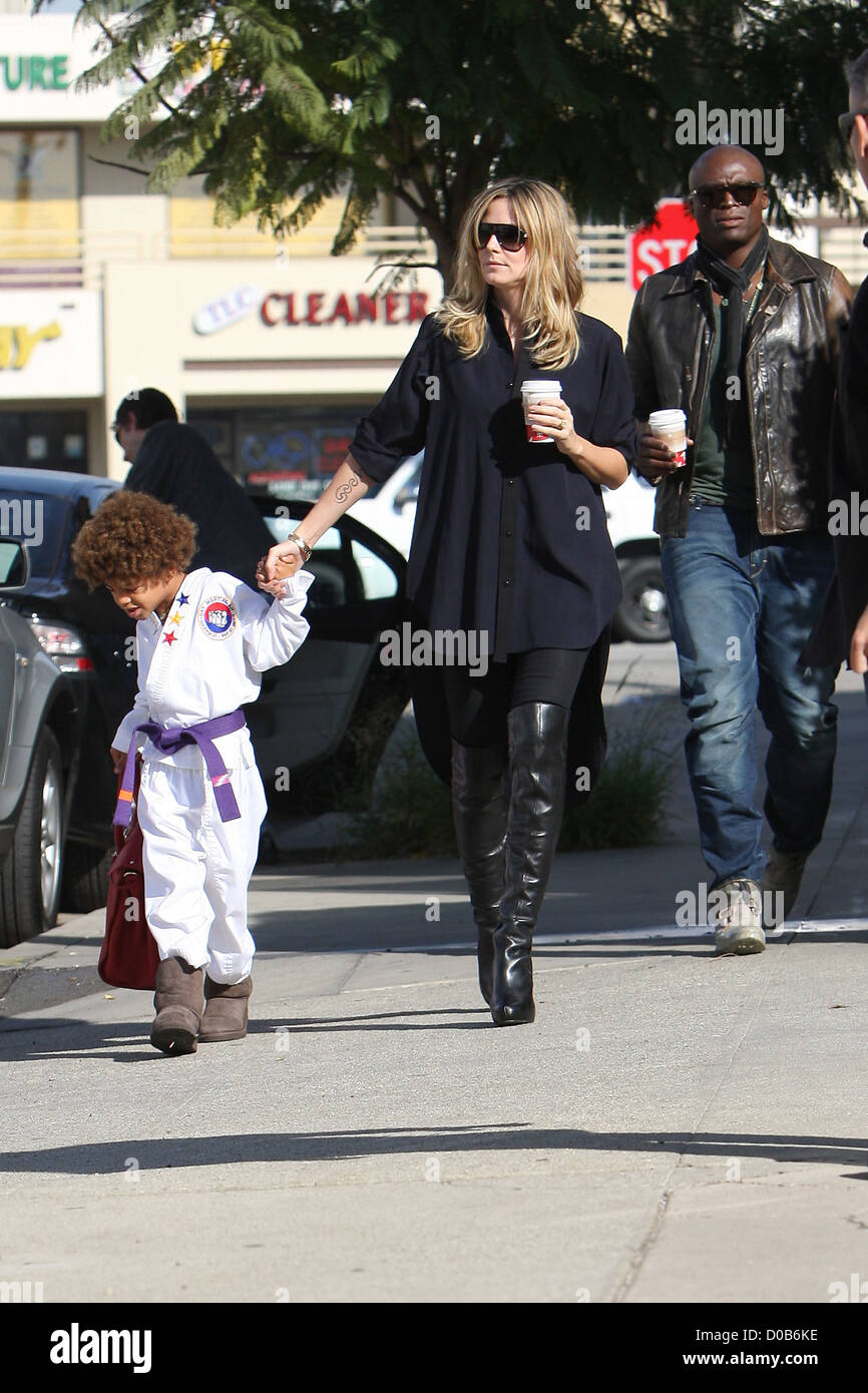 Heidi Klum, Seal und sein Sohn Henry verlassen "Brooks Schuhe für Kinder"  nach Schuh-shopping in Beverly Hills. Los Angeles Stockfotografie - Alamy
