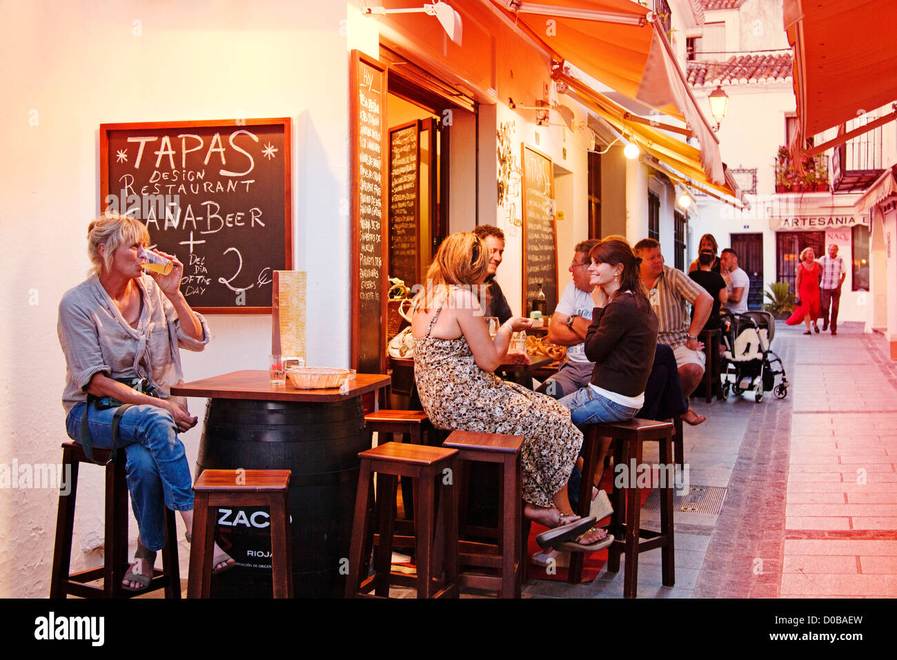 Tapas-Bar in das weiße Dorf Mijas Malaga Costa del Sol Andalusia Spaniens Stockfoto