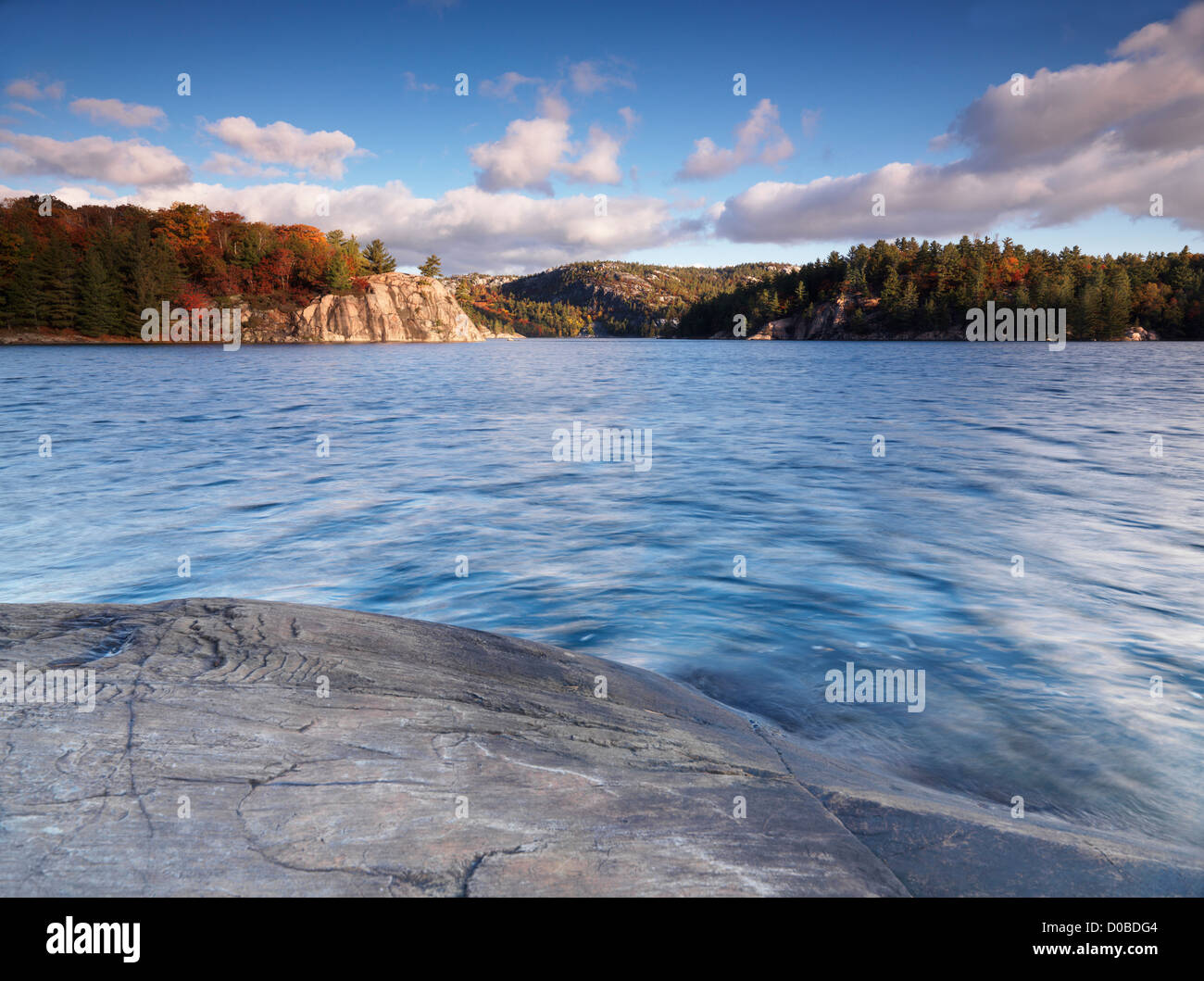 Herbst Natur Landschaft des Lake George im Killarney provincial Park, Ontario, Kanada. Stockfoto