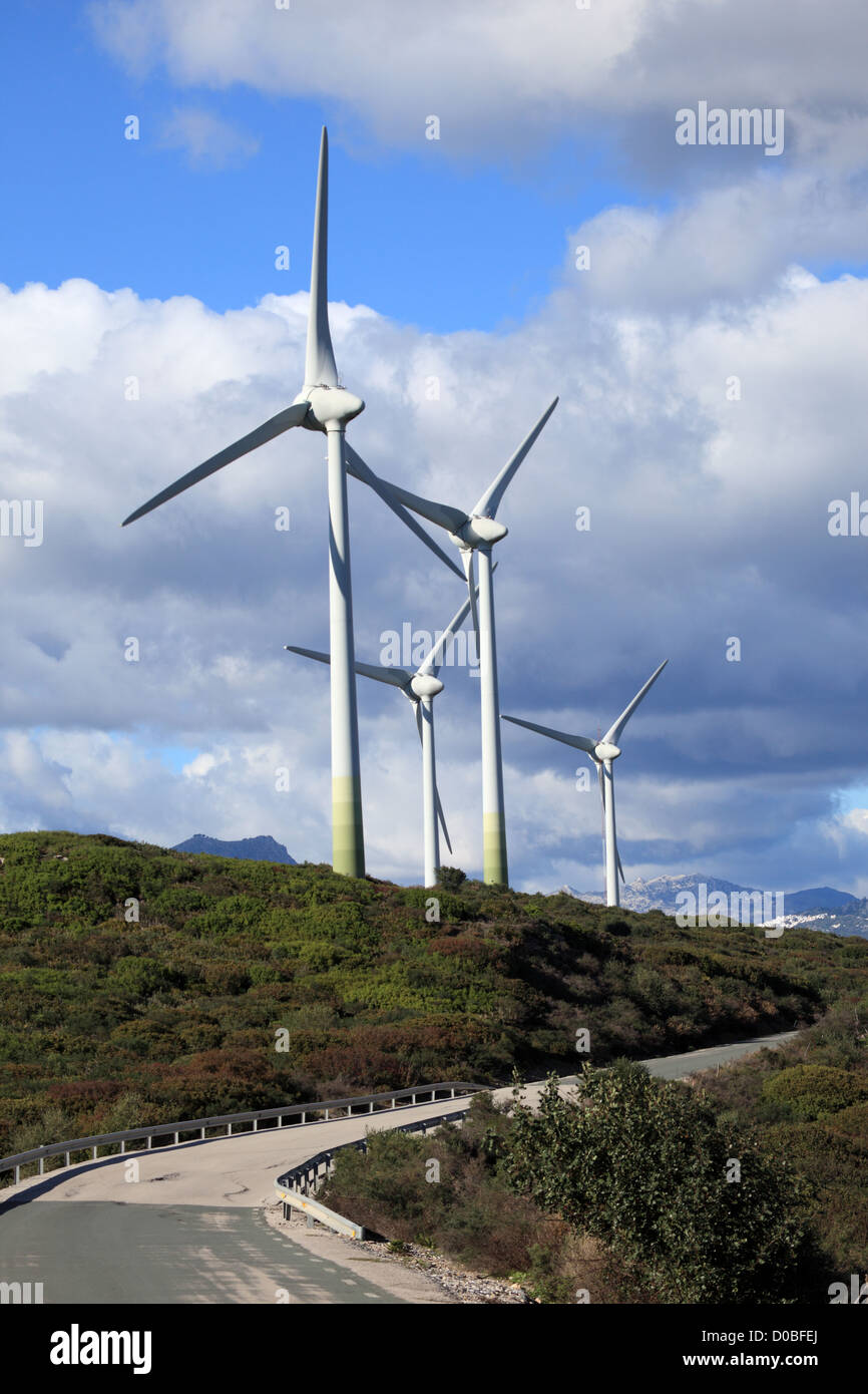 Windkraftanlagen in Andalusien, Südspanien Stockfoto
