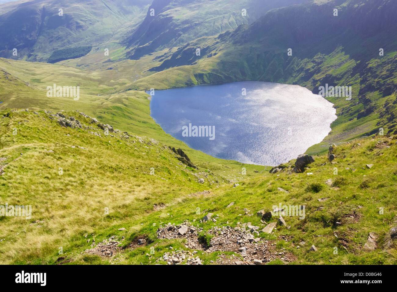 Blea Wasser im Lake District mit Harter fiel und Branstree in der Ferne. Stockfoto