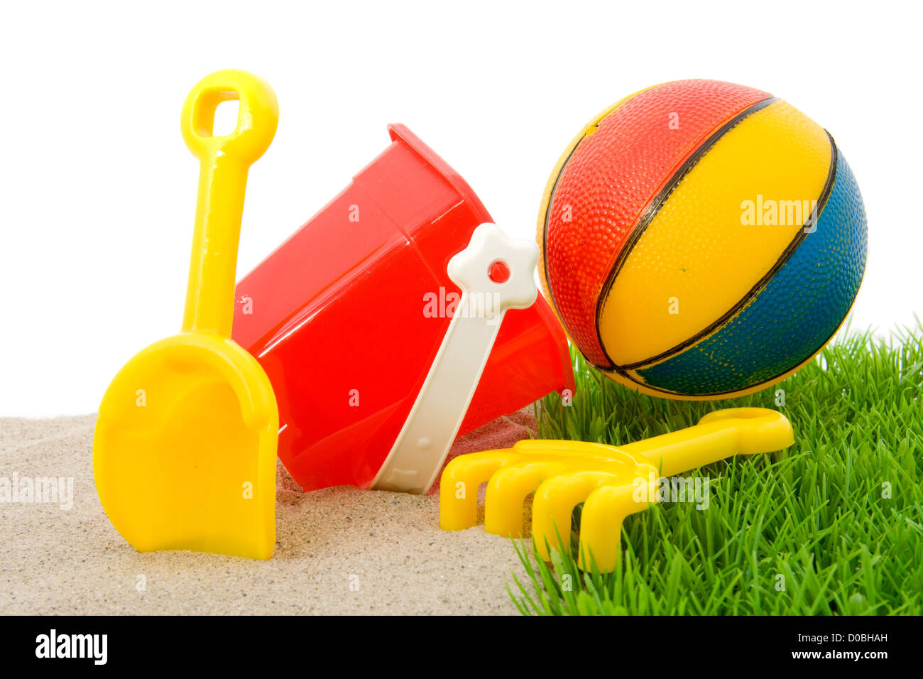 Kunststoff-Spielzeug für den Strand und Urlaub Stockfoto