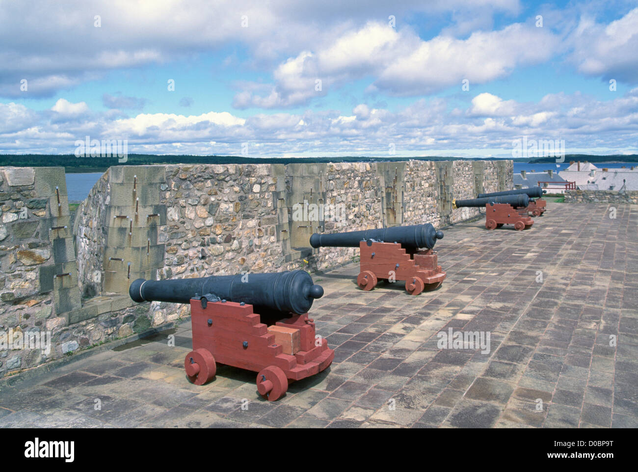 Festung Louisbourg National Historic Site, Cape Breton Island, Nova Scotia Kanada, Waffen / Kanonen auf des Königs Bastion Wällen Stockfoto