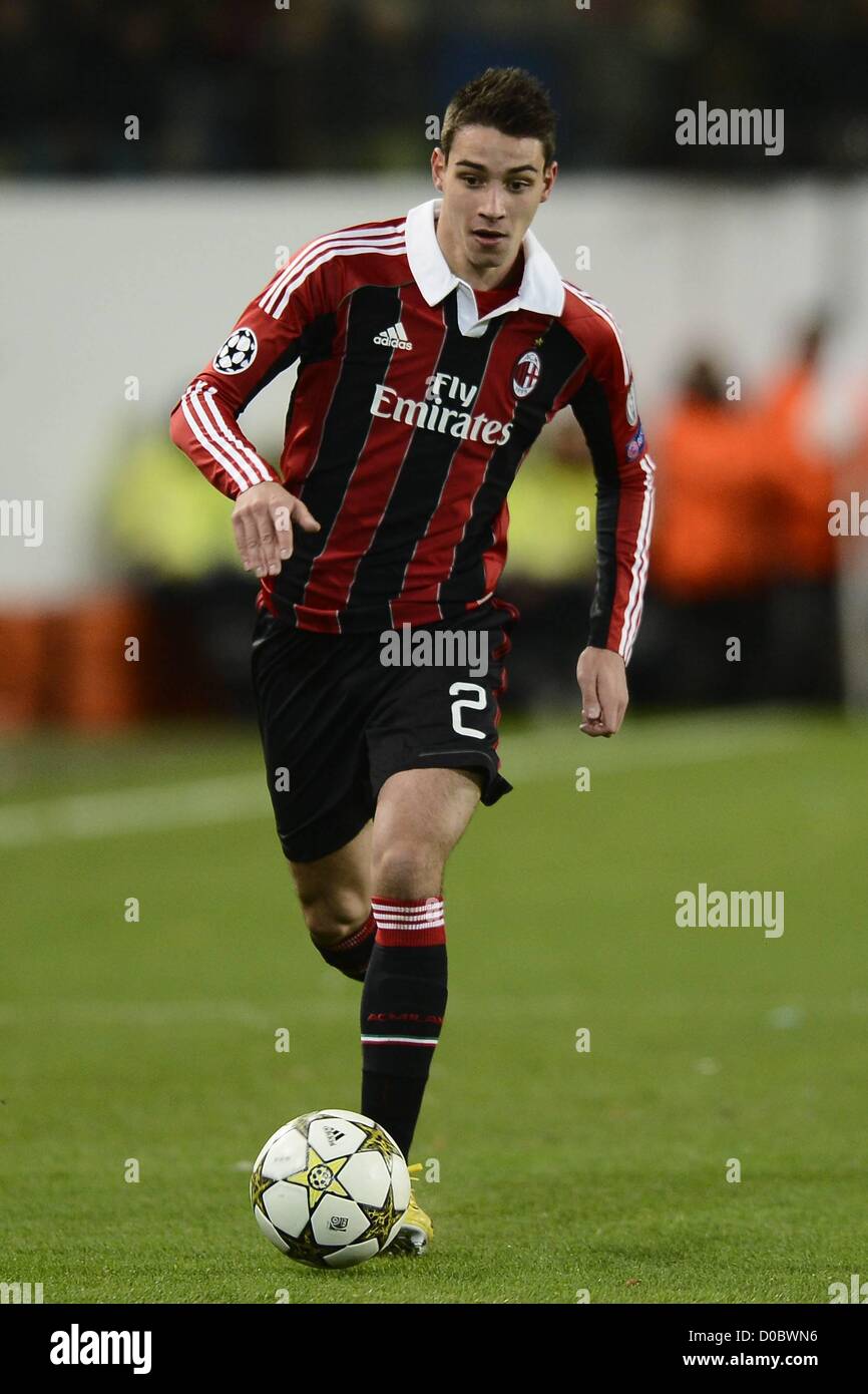 21.11.2012 Belgien. Mattia De Sciglio in Aktion während des Champions-League-Spiels zwischen Anderlecht und AC Milan aus dem ständigen Vanden Stock Stadion. Stockfoto