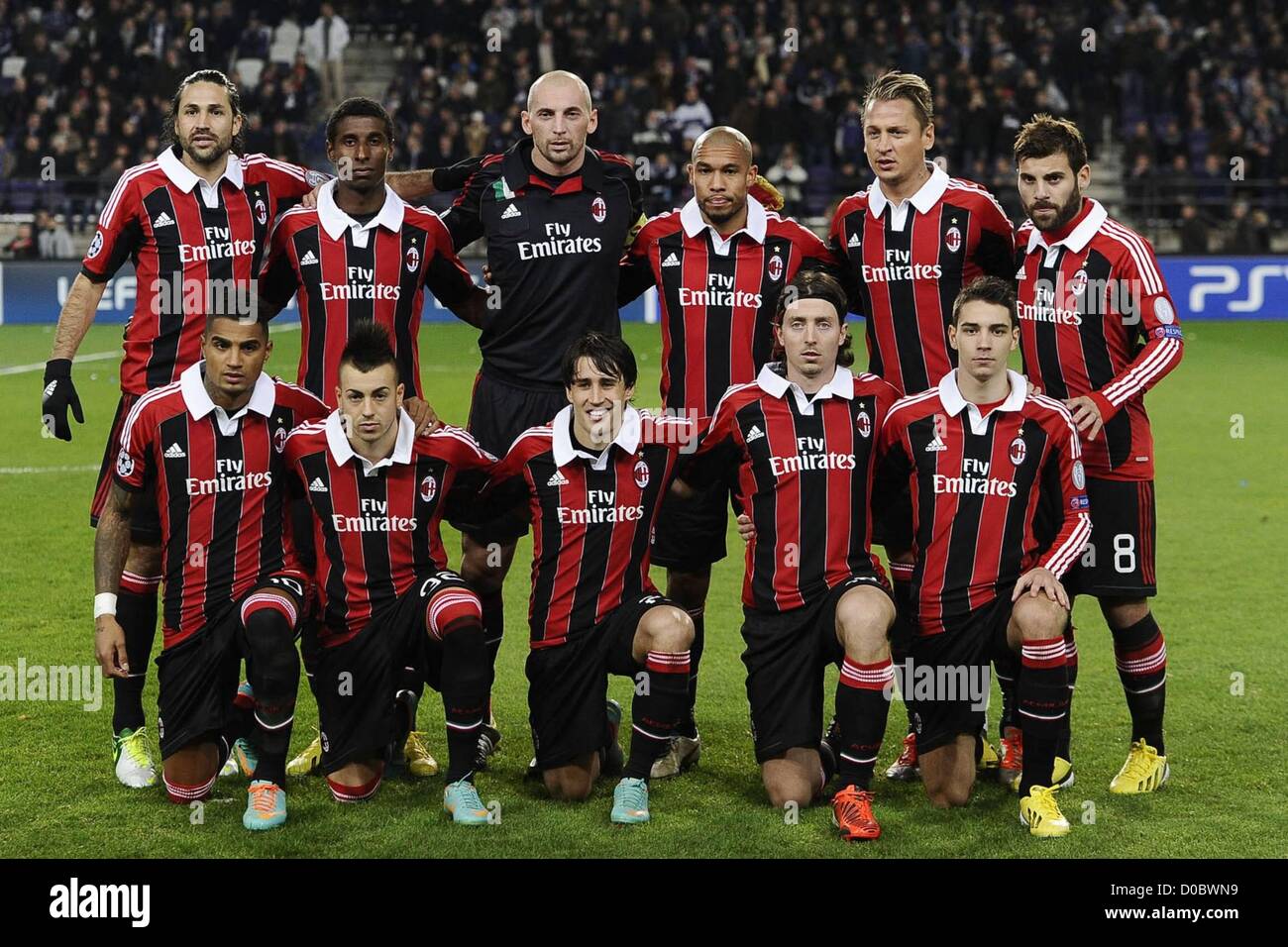 21.11.2012 Belgien. AC Milan-Team vor dem Champions-League-Spiel zwischen Anderlecht und AC Milan aus dem ständigen Vanden Stock Stadion. Stockfoto