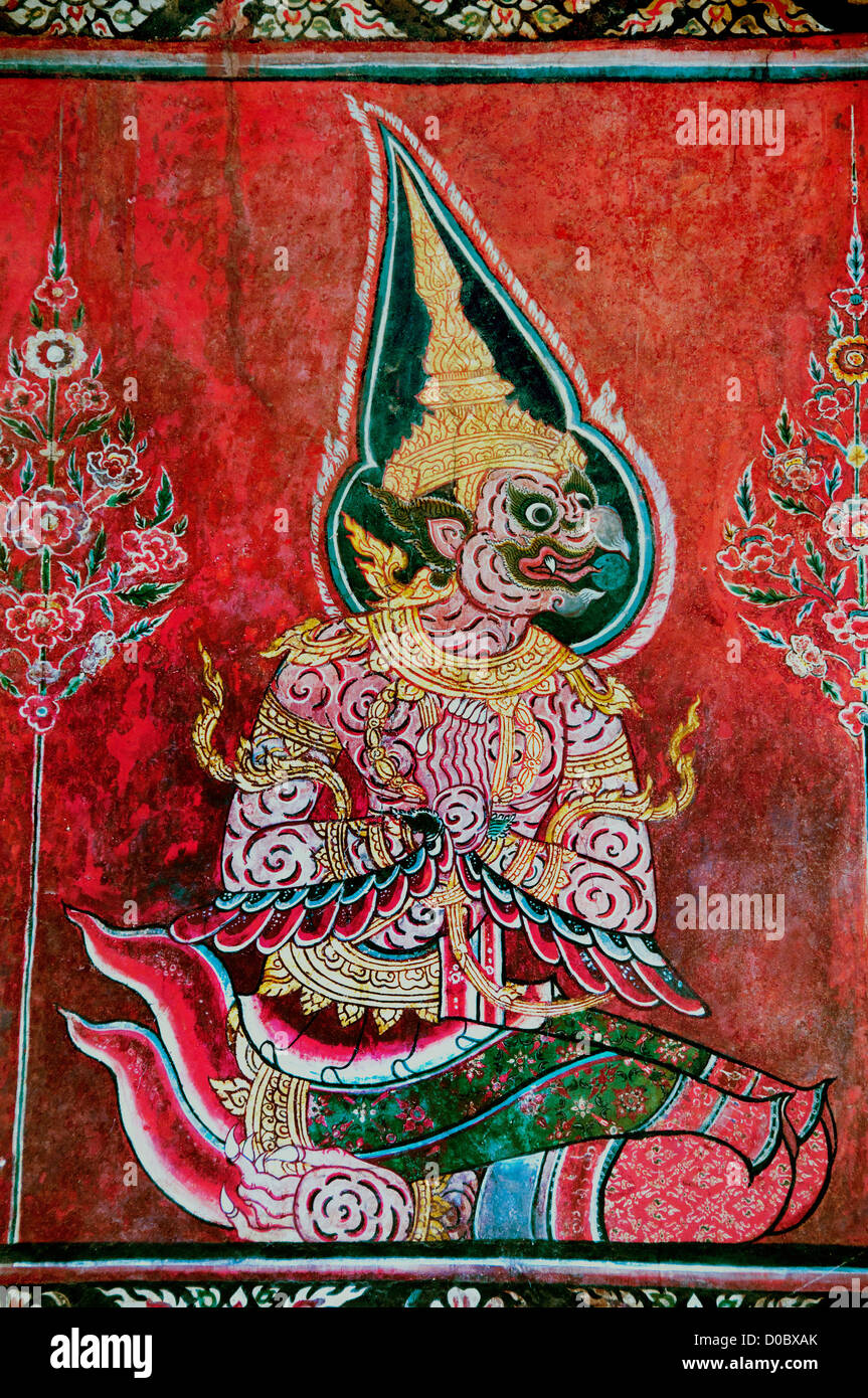 Buddhaisawan Kapelle Nationalmuseum Bangkok Thailand Wandmalereien Stockfoto