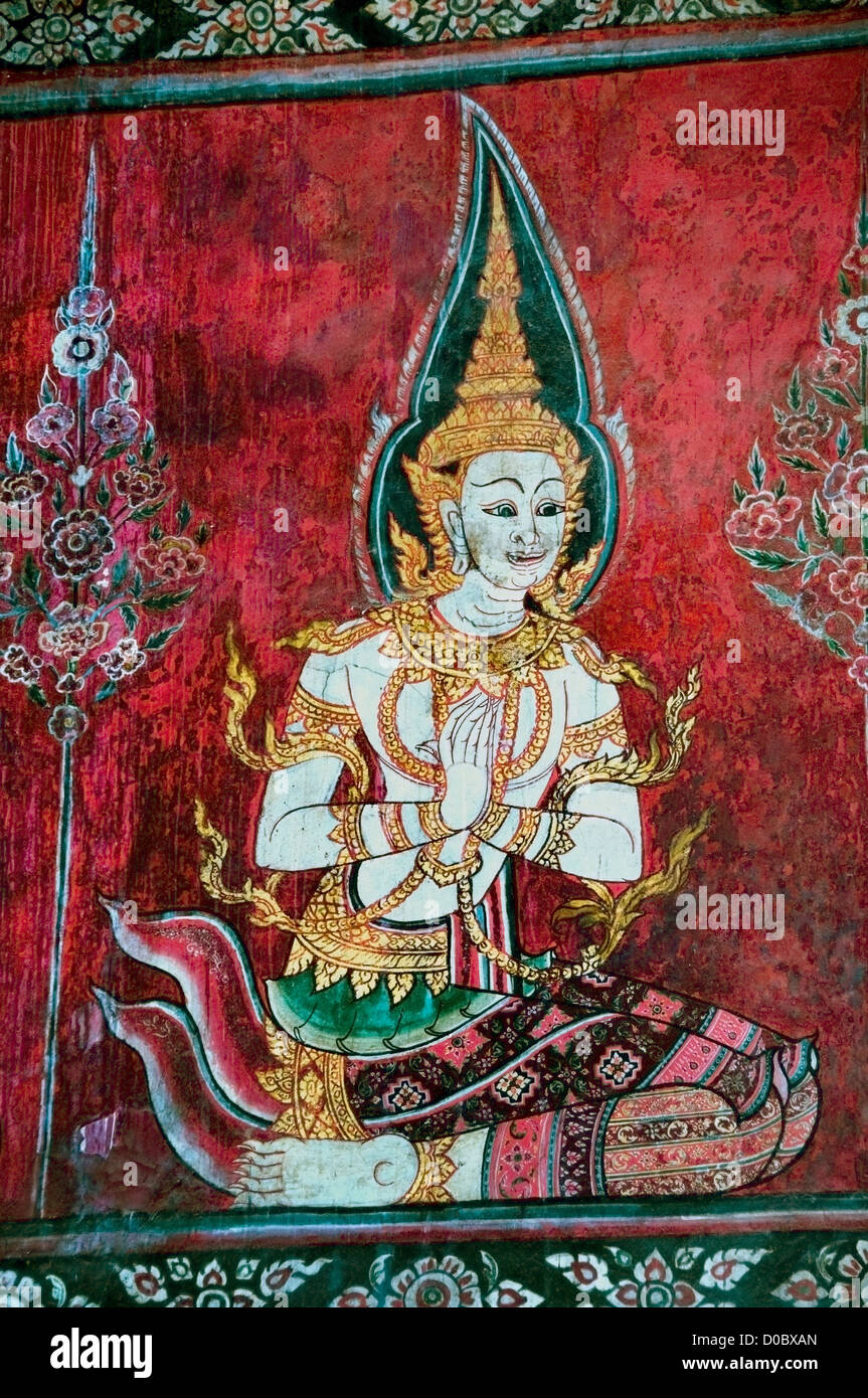 Buddhaisawan Kapelle Nationalmuseum Bangkok Thailand Wandmalereien Stockfoto
