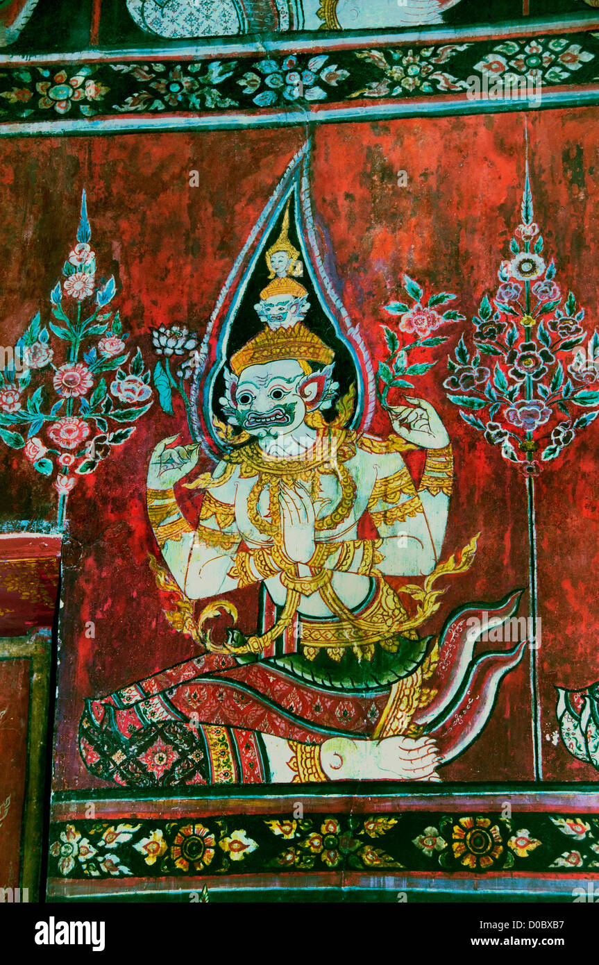 Buddhaisawan Kapelle Nationalmuseum Bangkok Thailand Wandmalereien Stockfoto
